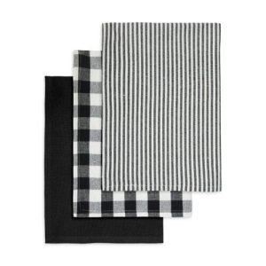 21661 Kökshanddukar 3-pack svart/vit